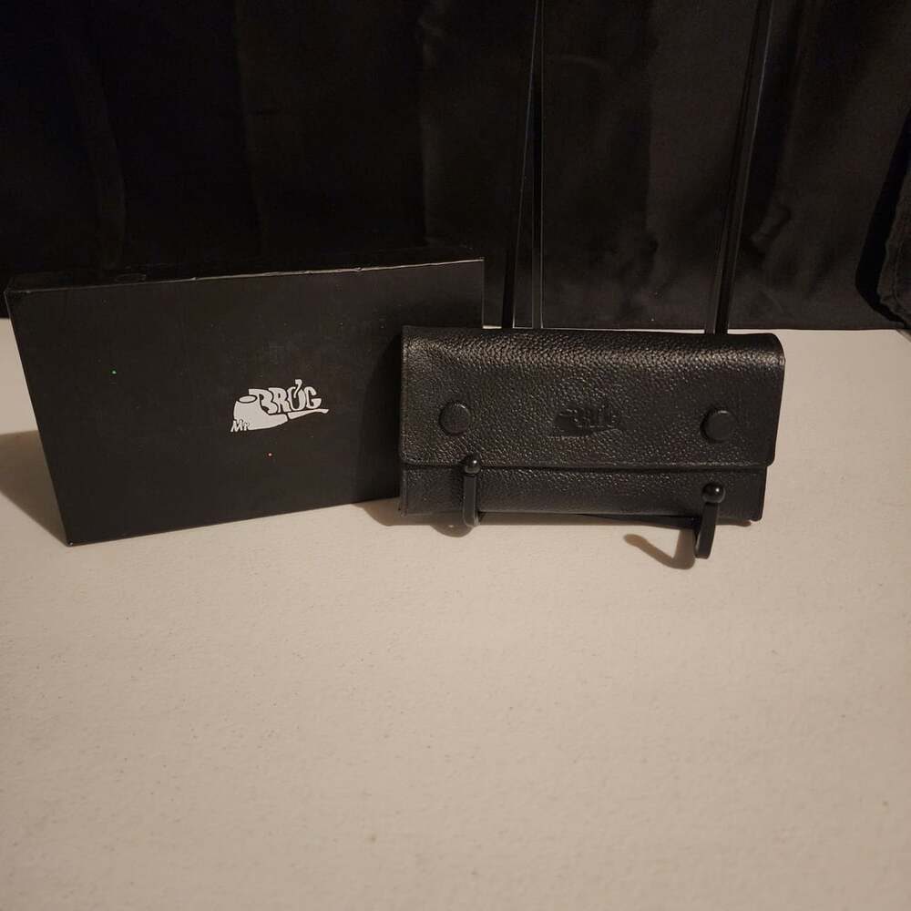 Leather Tobacco Pouch Hand Rolling Tobacco Black Case